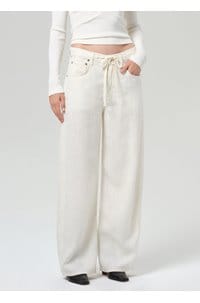 brynn drawstring linen trouser in vanilla