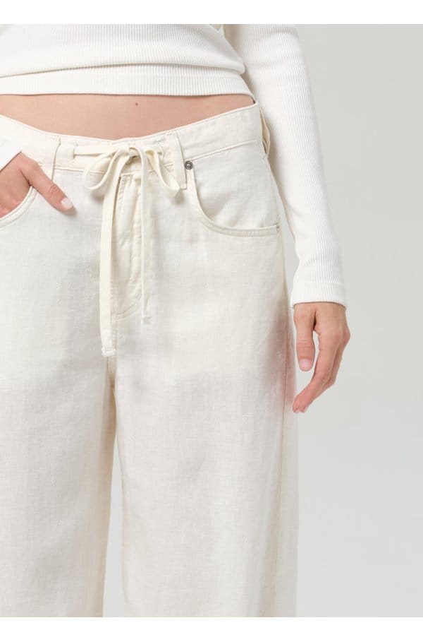 brynn drawstring linen trouser in vanilla