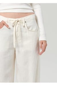brynn drawstring linen trouser in vanilla