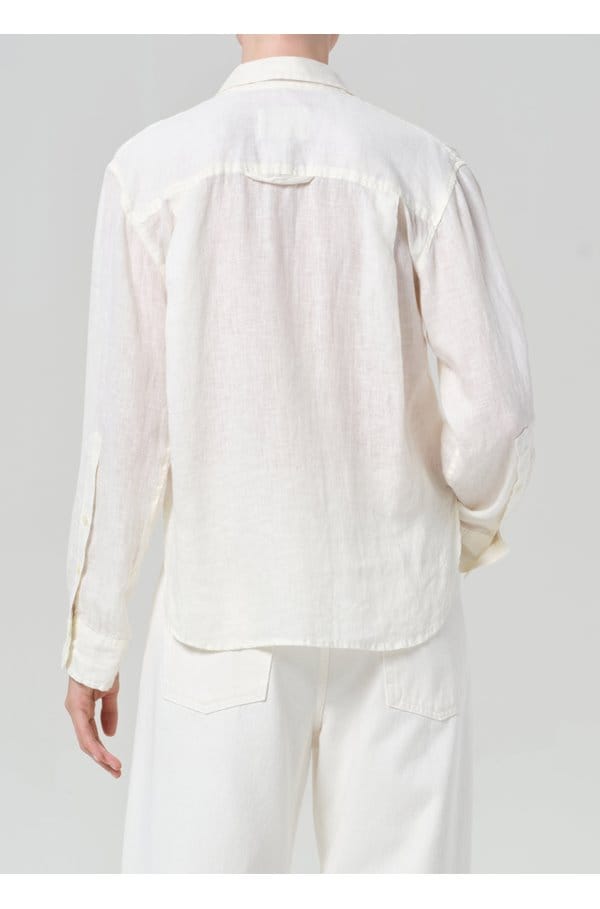 kayla shrunken linen shirt in vanilla