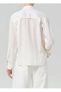 kayla shrunken linen shirt in vanilla