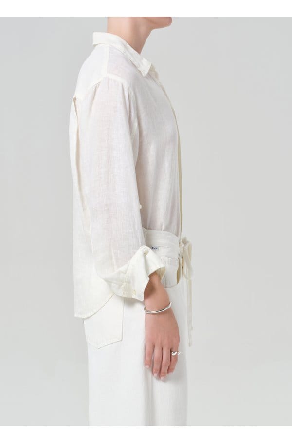 kayla shrunken linen shirt in vanilla