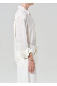 kayla shrunken linen shirt in vanilla