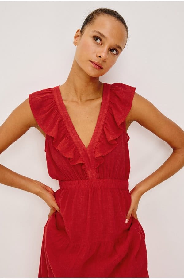 beaux dress in tomato