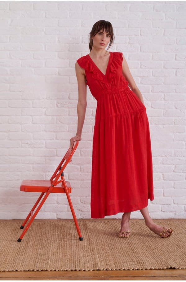 beaux dress in tomato