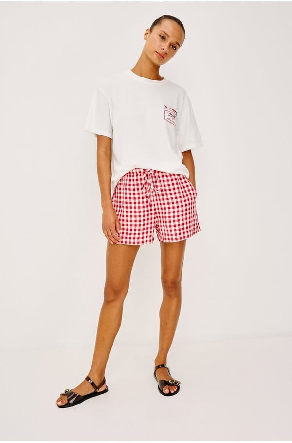 jenner short in picnic check