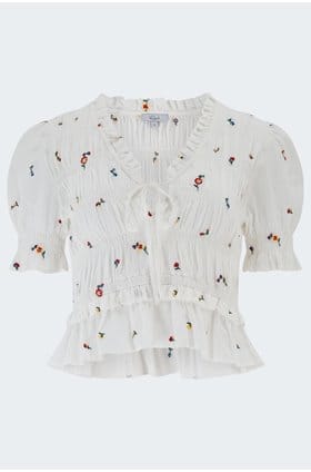 Fontaine Top in White Wildflowers
