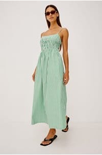 primrose dress in emerald stripe