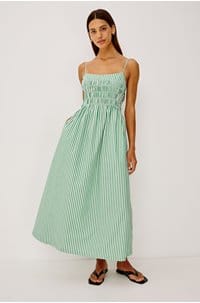 primrose dress in emerald stripe