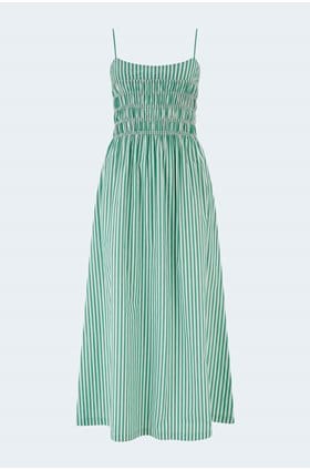 Primrose Dress in Emerald Stripe