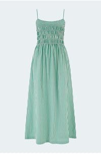 primrose dress in emerald stripe