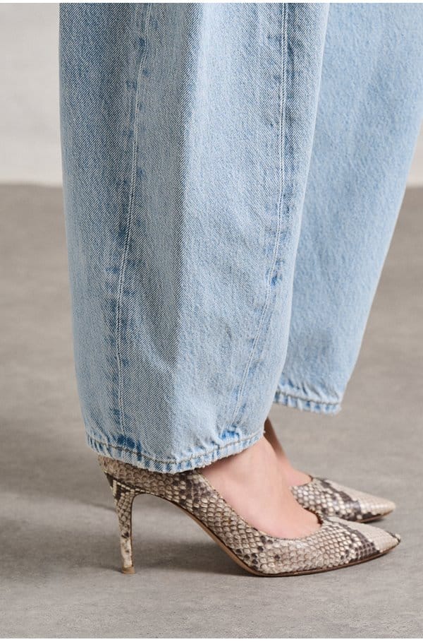 luna pieced taper jean in addition