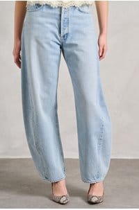 luna pieced taper jean in addition