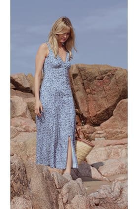 Ottilie Dress in Denim Poppy