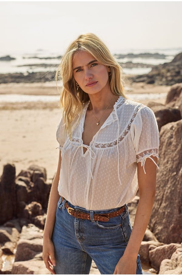 willa blouse in dobby pearl