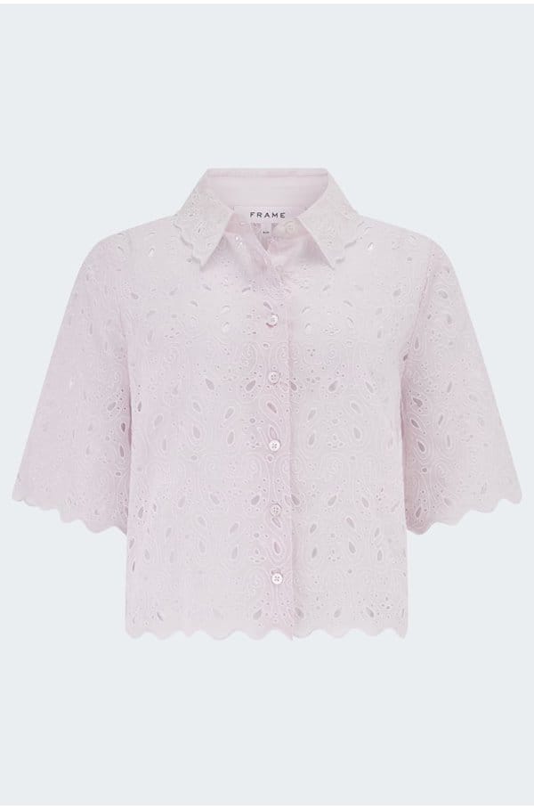 the paisley eyelet shirt in bubblegum