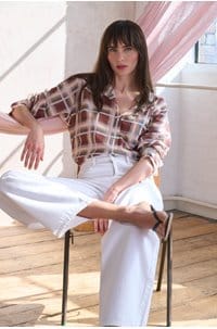 the plaid boy shirt in silver peony