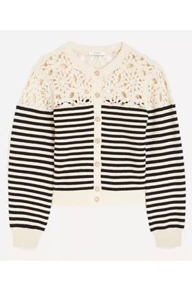 The Coastal Striped Cardigan in Cream