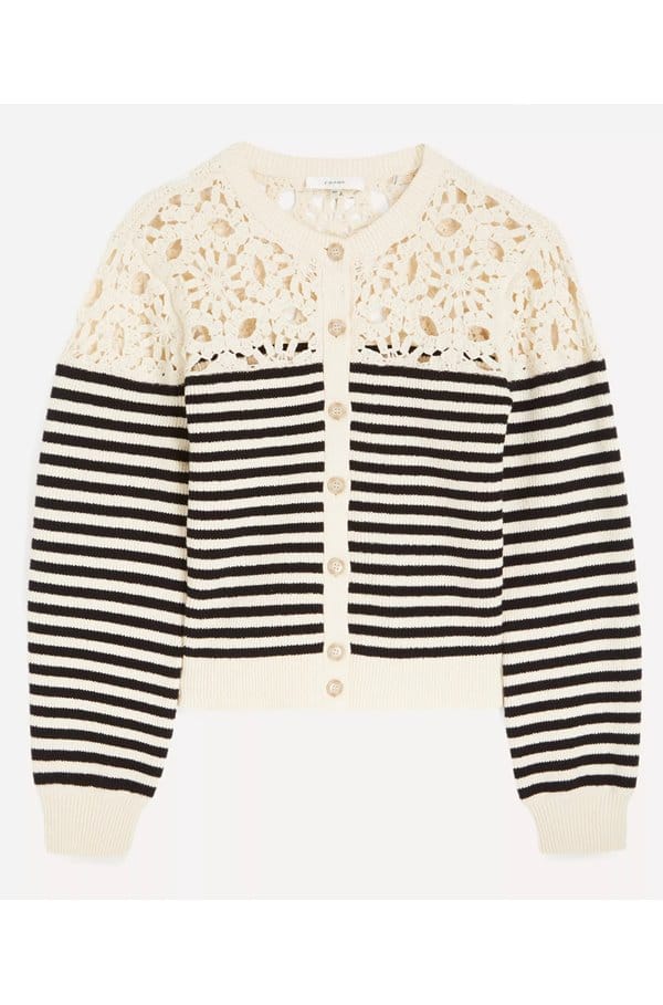 the coastal striped cardigan in cream