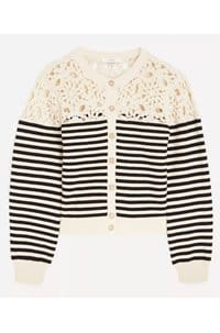 the coastal striped cardigan in cream