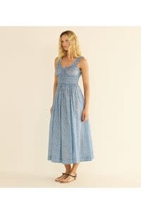 emmaretta dress in blue garden bloom