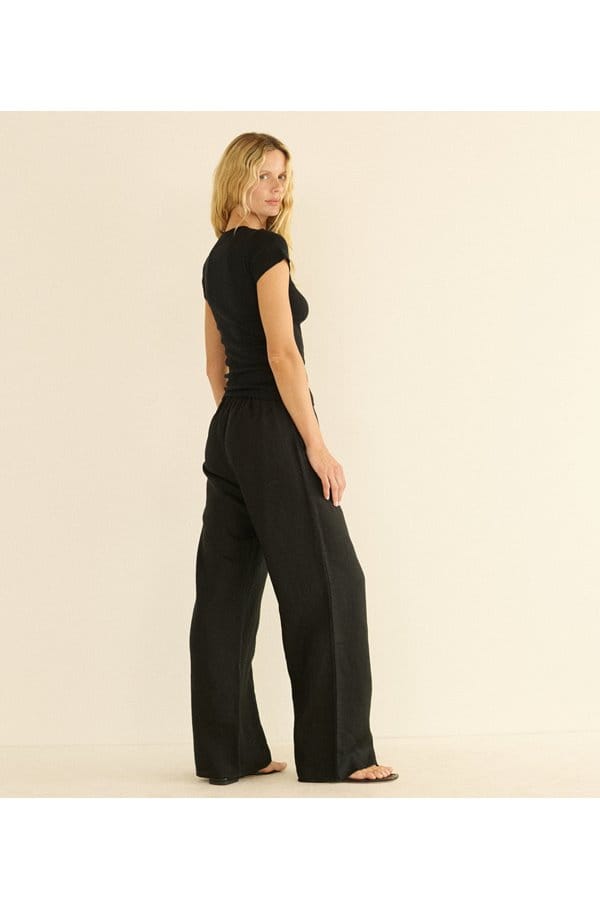 lavon linen pant in black
