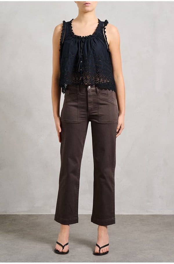 quincy ankle straight trouser in rich chocolate
