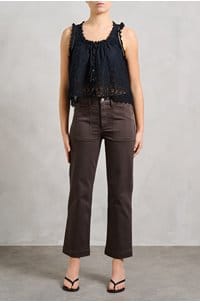 quincy ankle straight trouser in rich chocolate