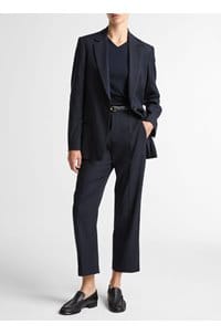 mid rise linen tapered pant in coastal blue