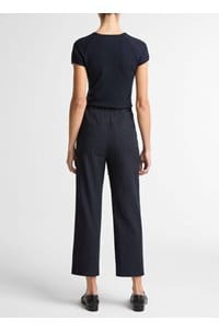 mid rise linen tapered pant in coastal blue