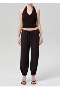 bubble pull on pant in brown