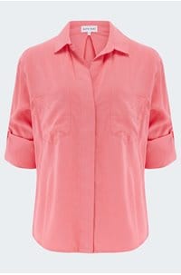 split back button down in wild coral