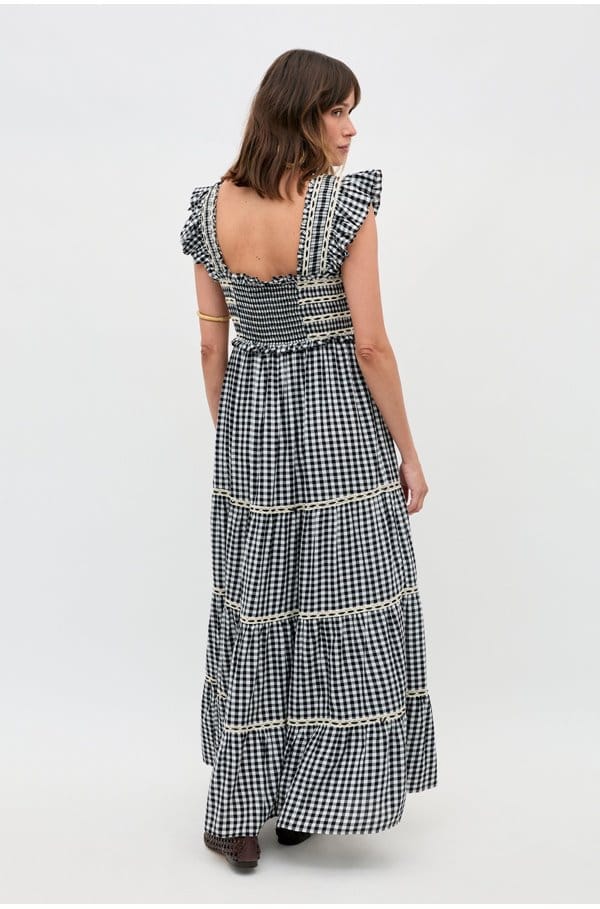 chandra dress in beth check black