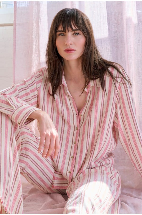 bowie shirt in dusty pink stripe