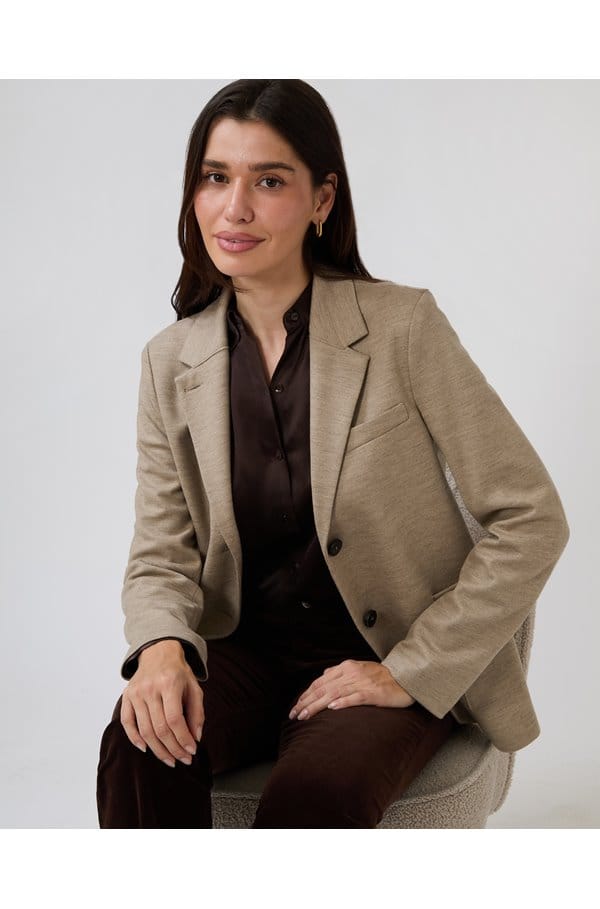stand up collar blazer in dove