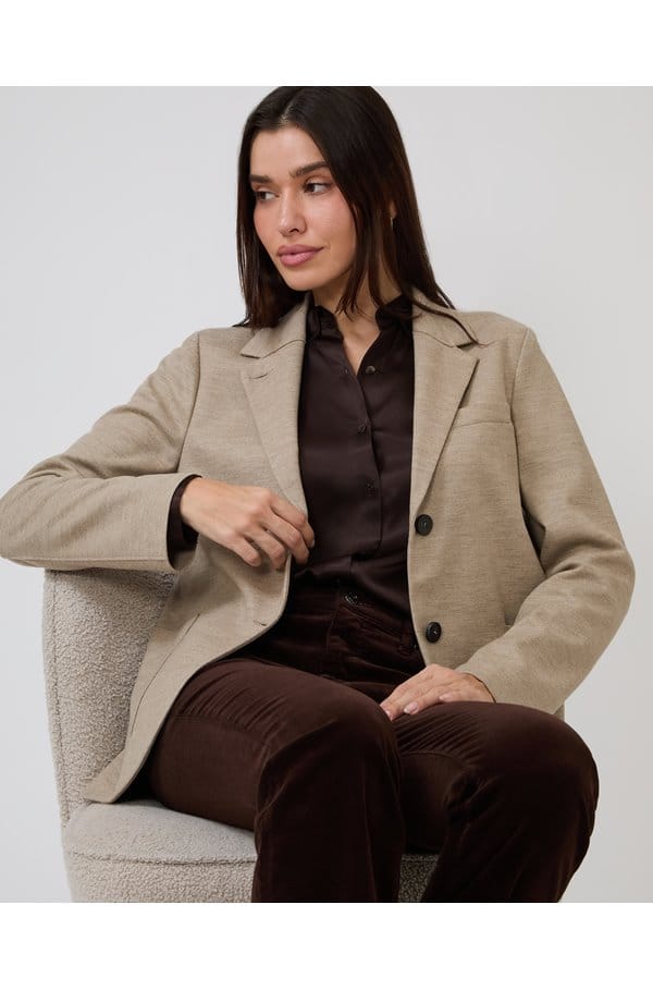 stand up collar blazer in dove