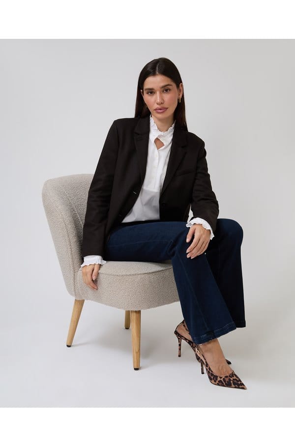 stand up collar blazer in navy