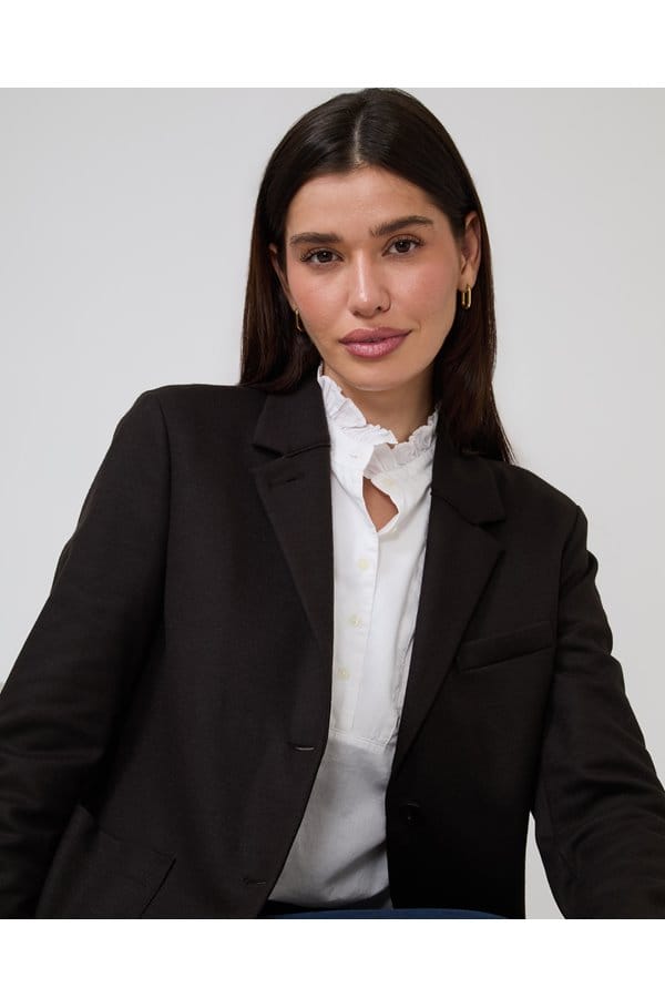 stand up collar blazer in navy