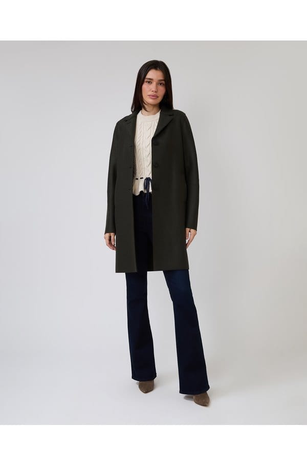 boxy coat in dark khaki