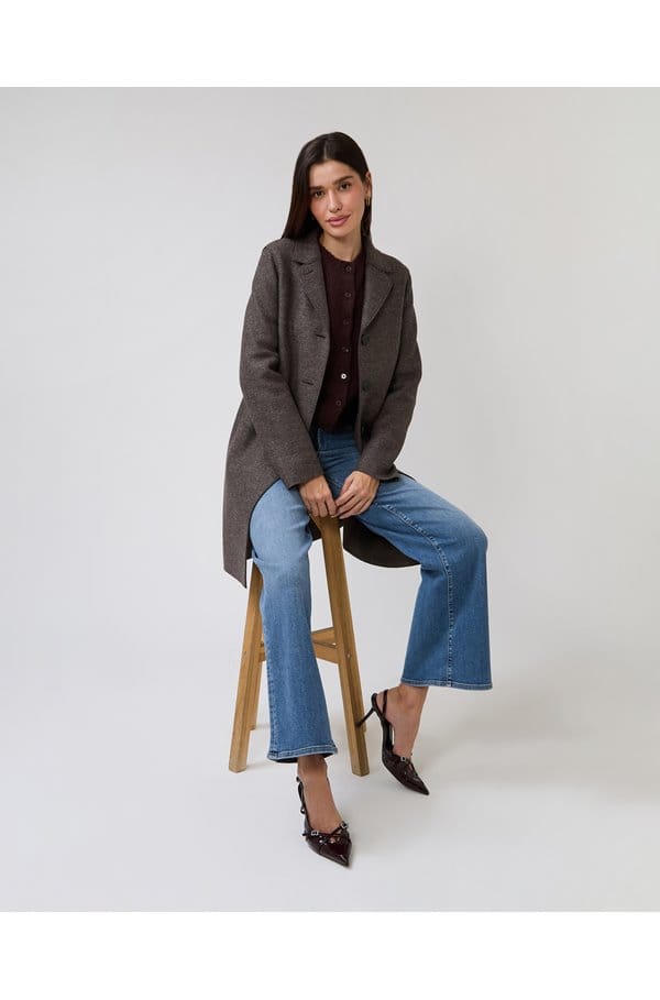 boxy coat in brown grey