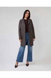 boxy coat in brown grey