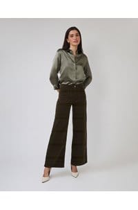 slim palazzo with modernist pockets in rich military cord