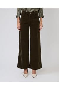 slim palazzo with modernist pockets in rich military cord