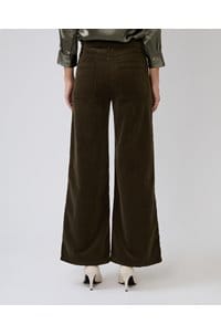 slim palazzo with modernist pockets in rich military cord