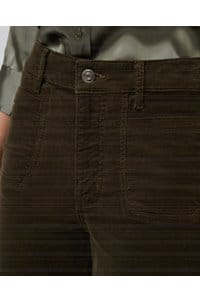 slim palazzo with modernist pockets in rich military cord