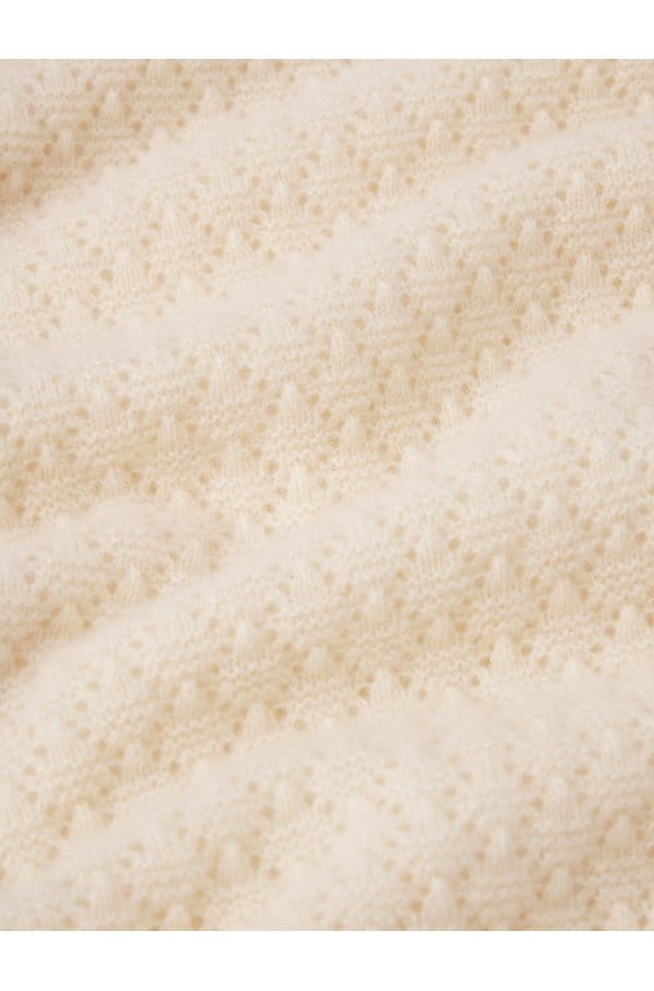 gathered honeycomb sweater in cream