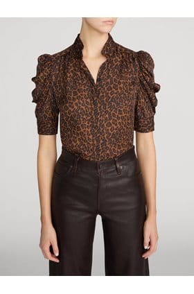 Gillian Top in Light Leopard Multi