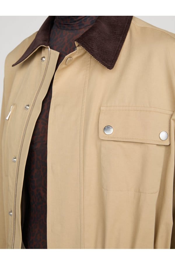 twill safari jacket in khaki
