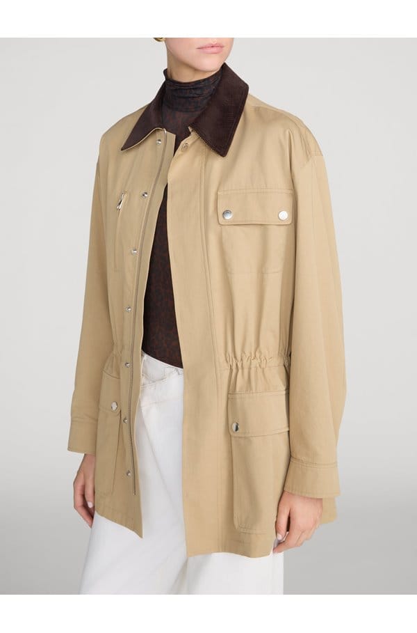 twill safari jacket in khaki