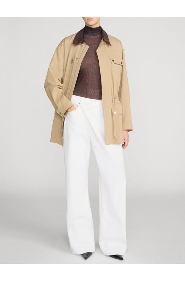 twill safari jacket in khaki
